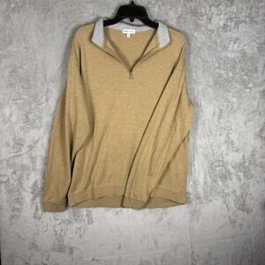 Peter Millar Sweater Mens XL Light Tan 1/4 Zip Golf Sweater Pullover